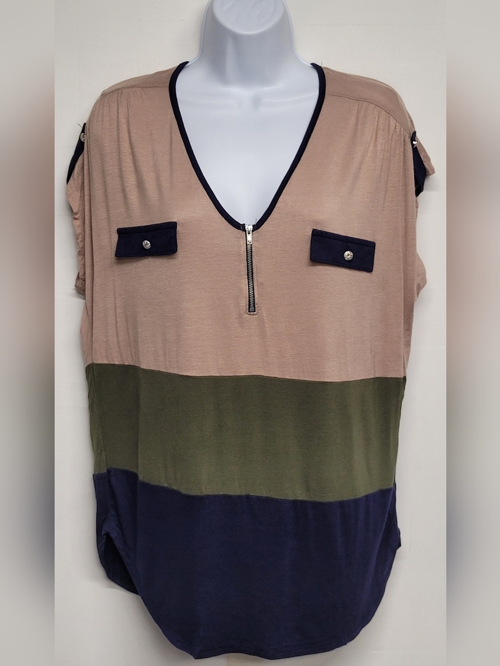 It Girl XL Top Vintage Colorblock Slinky Stretch Knit Flowy Comfort